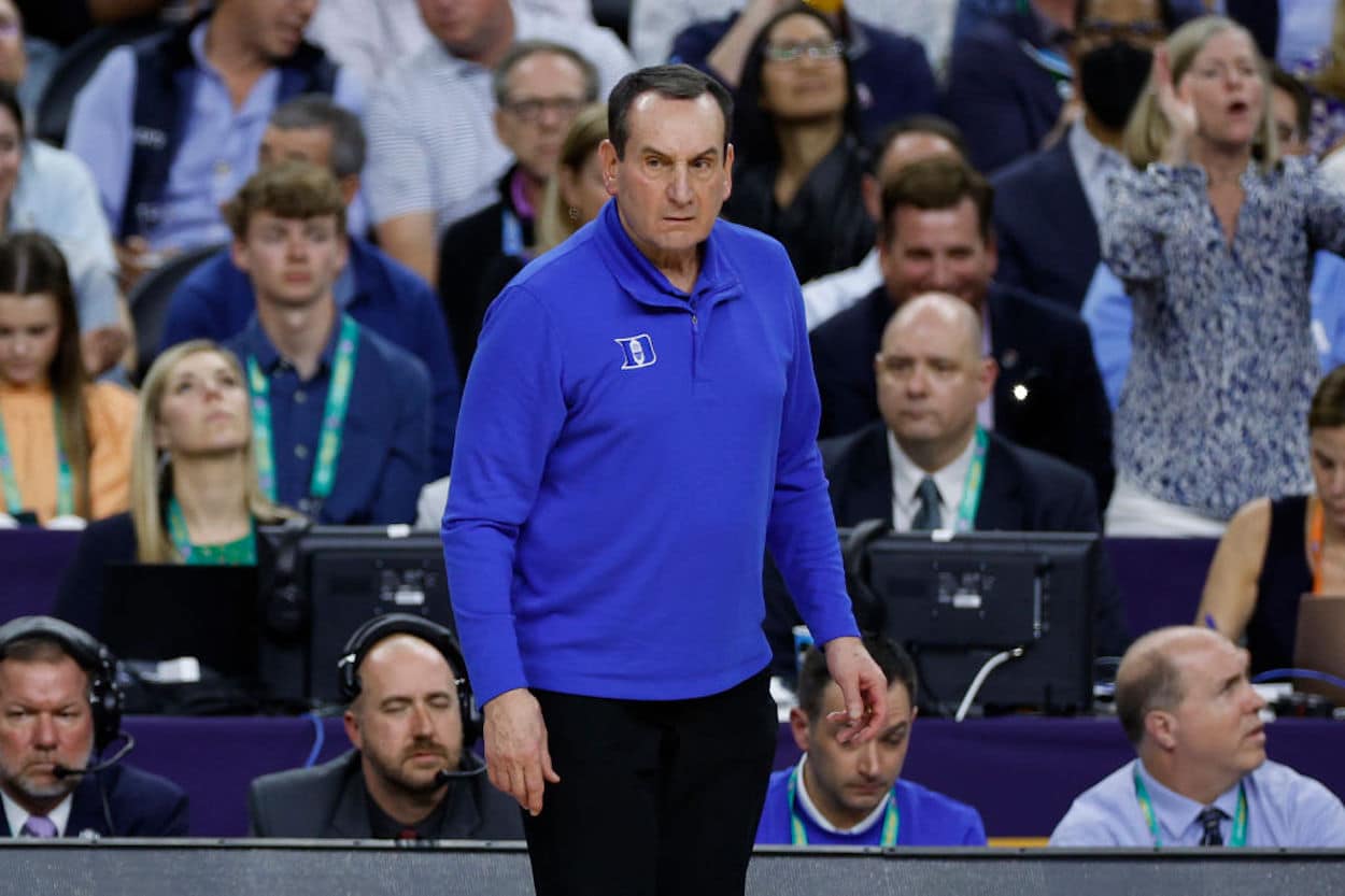 Mike Krzyzewski on the Duke sidelines.