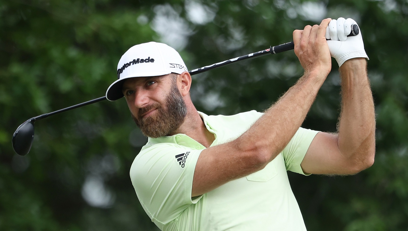 Dustin Johnson plays his shot from the 17th tee during the second round of the 2022 PGA Championship at Southern Hills Country Club on May 20, 2022 in Tulsa, Oklahoma.