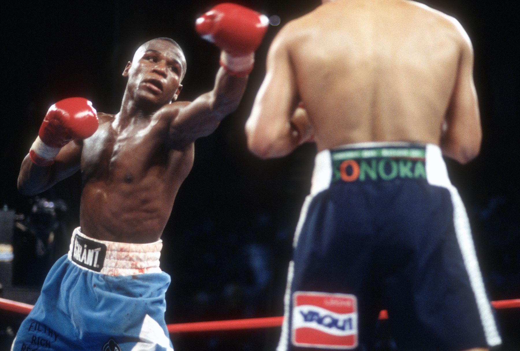 Floyd Mayweather Jr. and Jose Luis Castillo during the WBC Ring and Lineal Lightweight title fight