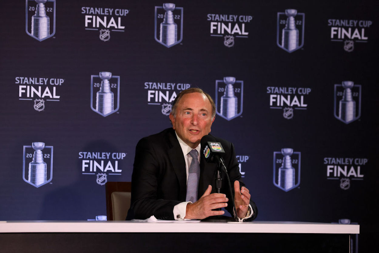 NHL commissioner Gary Bettman during a press conference.
