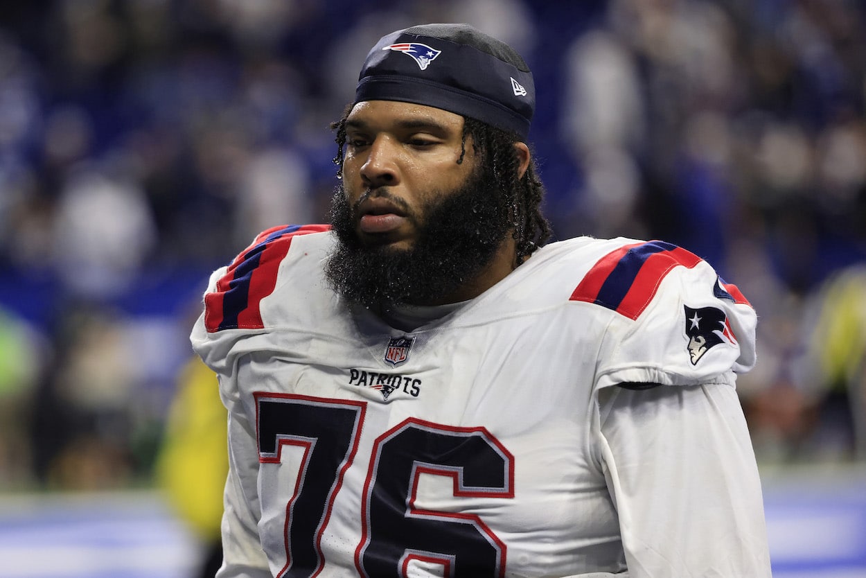 Isiaah Wynn looks on for the New England Patriots