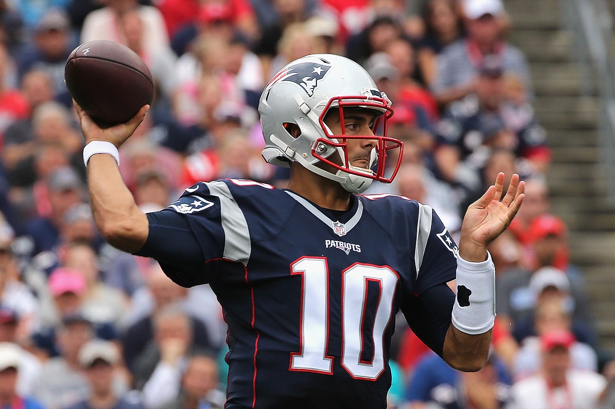 Jimmy Garoppolo during a Patriots-Dolphins matchup in 2016