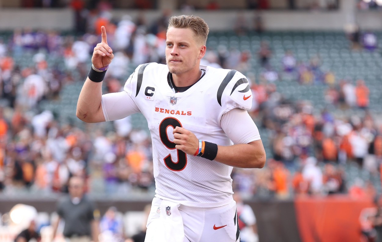 Cincinnati Bengals quarterback Joe Burrow after a game in 2021.