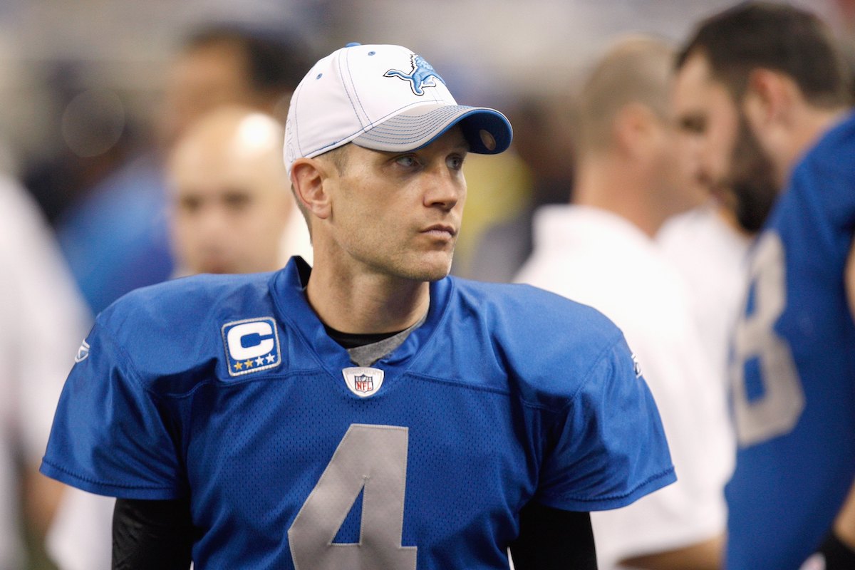 Kicker Jason Hanson of the Detroit Lions walks on the sidelines during a game in 2008