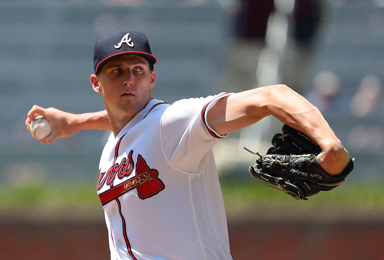 Kyle Wright pitches for the Atlanta Braves