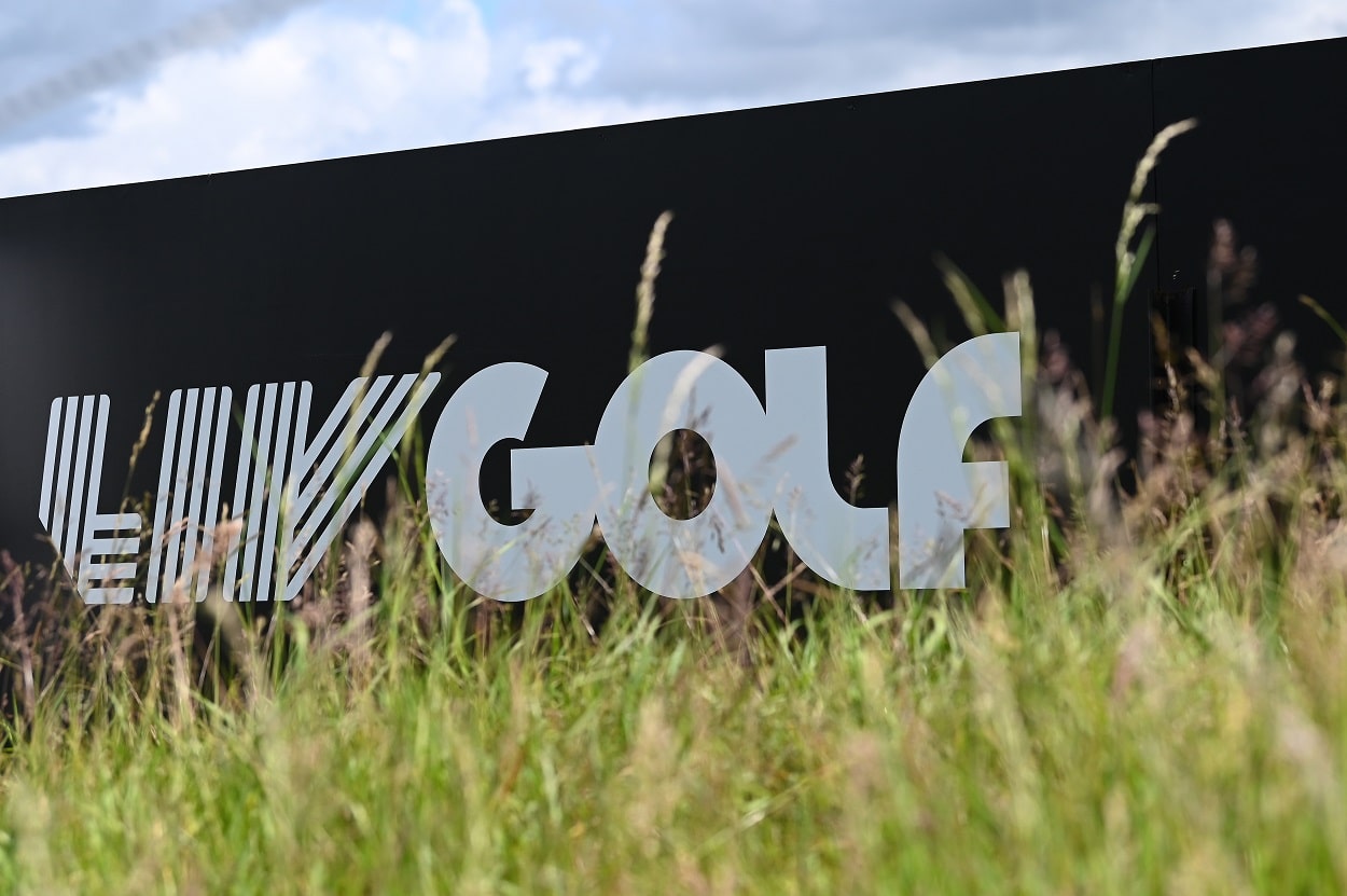 The LIV Golf logo in London