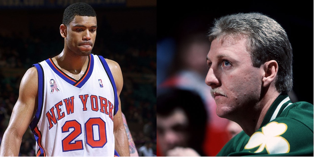 Allan Houston (L) and Larry Bird (R)