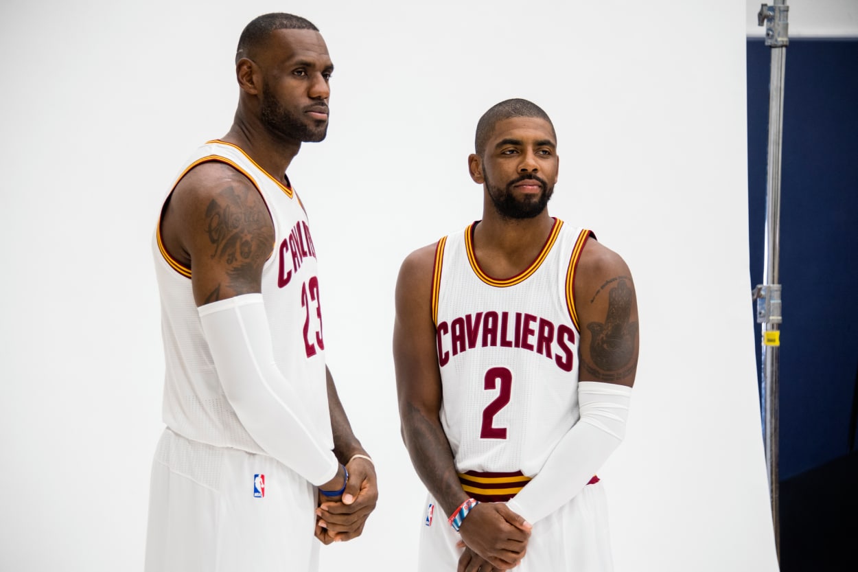 Former Cleveland Cavaliers stars LeBron James and Kyrie Irving.