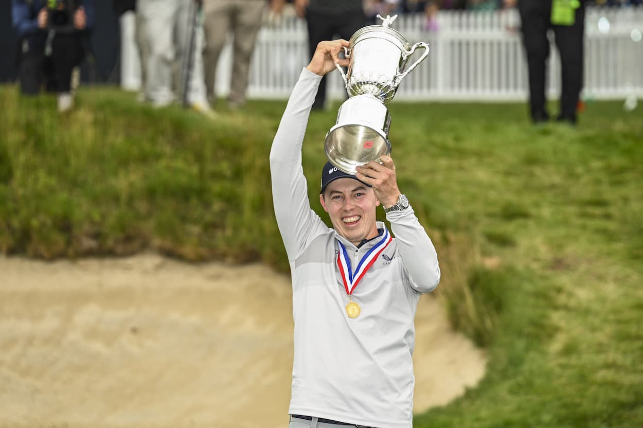 Matt Fitzpatrick celebrates after winning the U.S. Open.