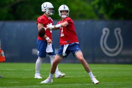 Indianapolis Colts quarterback Matt Ryan during OTAs in June 2022.