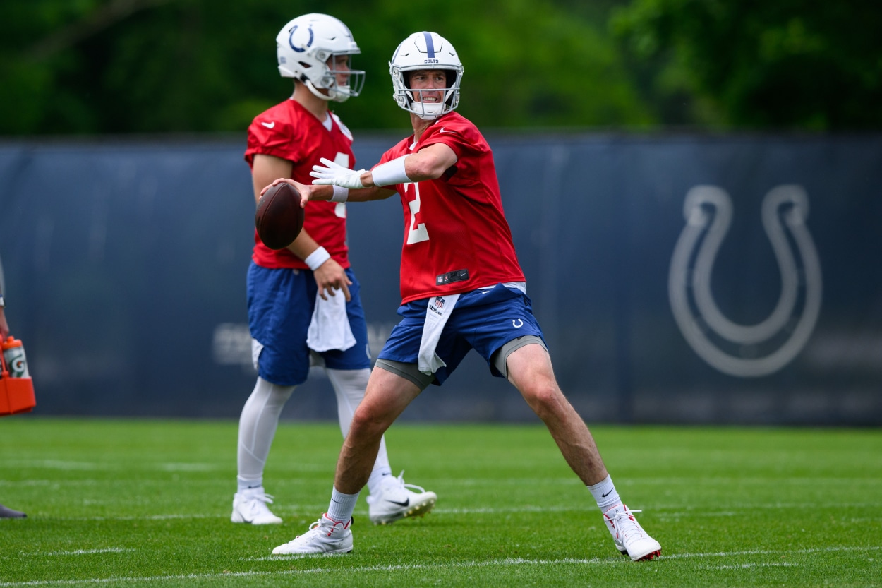 Indianapolis Colts quarterback Matt Ryan during OTAs in June 2022.