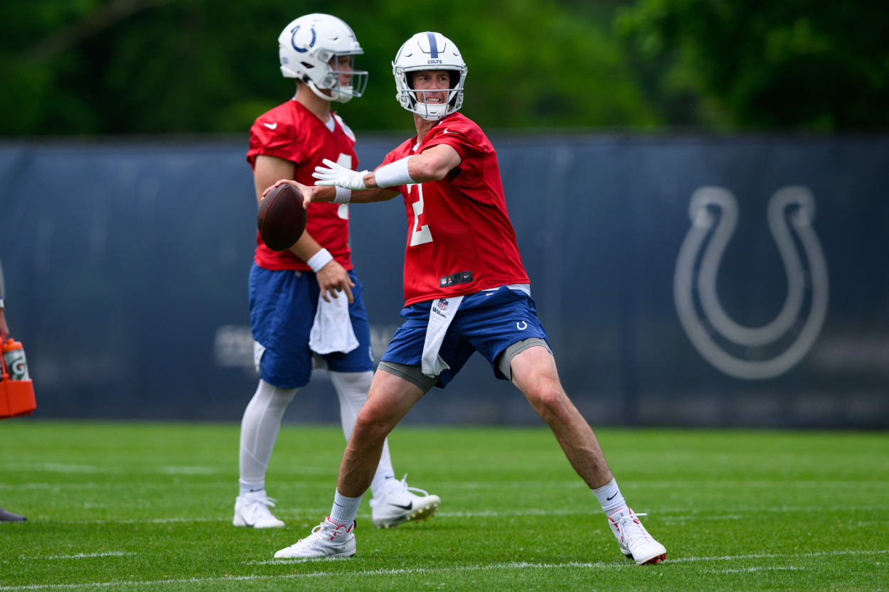 Indianapolis Colts quarterback Matt Ryan during OTAs in June 2022.