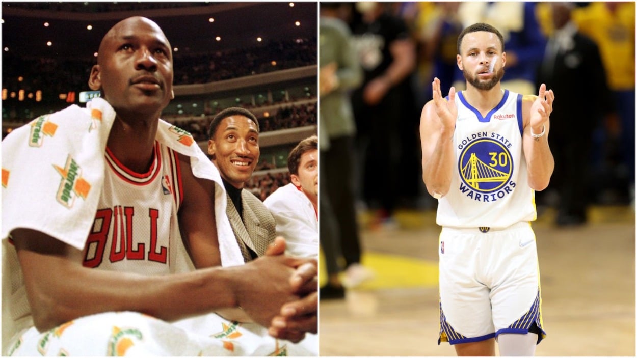 Michael Jordan (L) and Steph Curry (R)