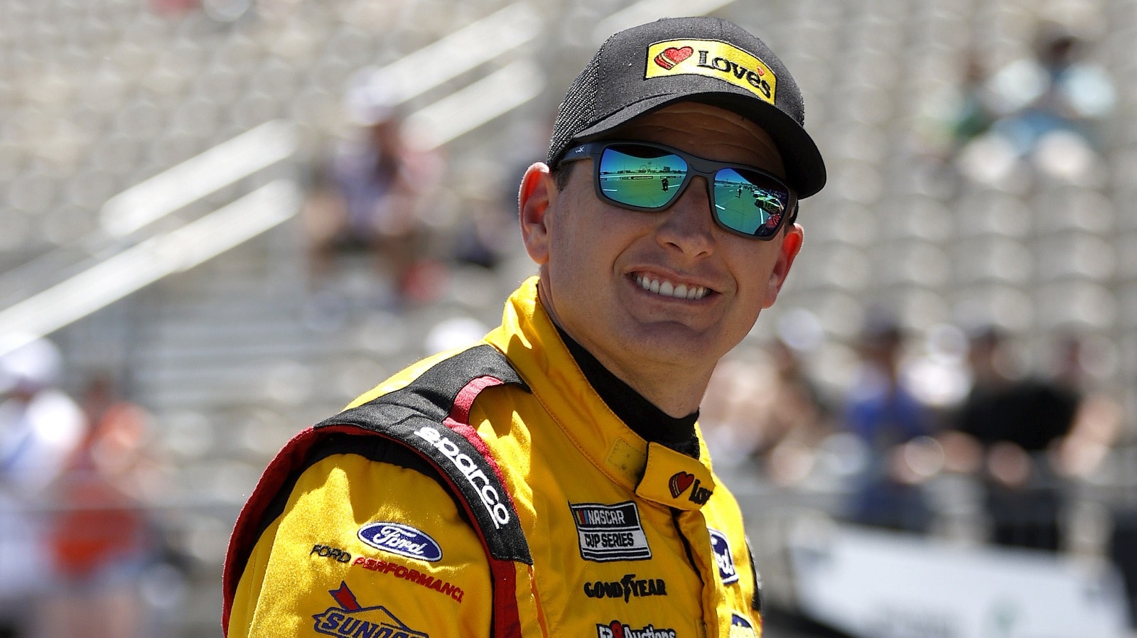 Michael McDowell walks the grid during practice for the NASCAR Cup Series Toyota/Save Mart 350 at Sonoma Raceway on June 11, 2022.