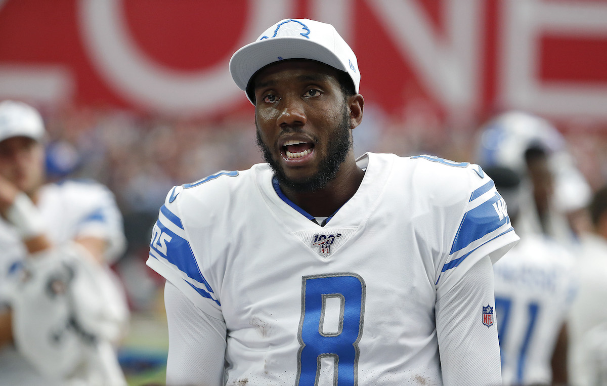 Quarterback Josh Johnson of the Detroit Lions on the sidelines in 2019