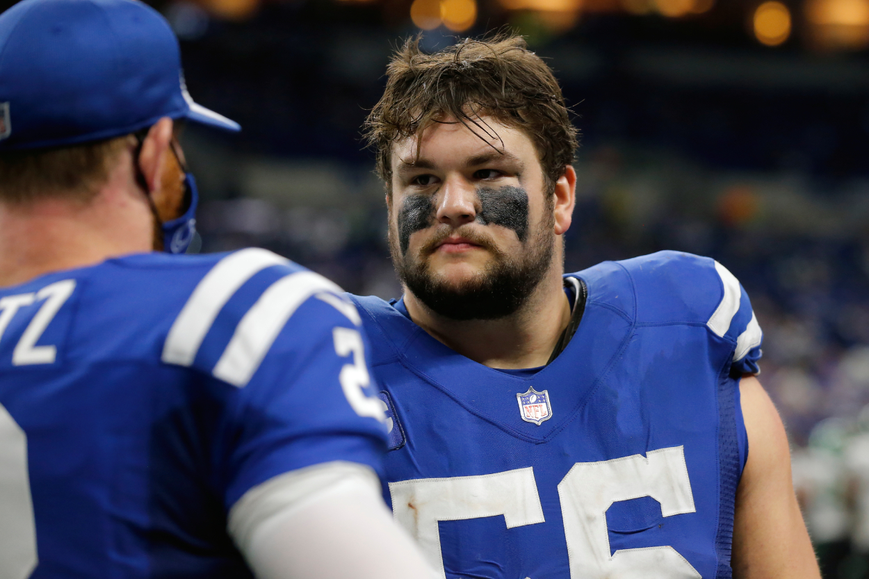 Indianapolis Colts offensive lineman Quenton Nelson during a game in 2021.