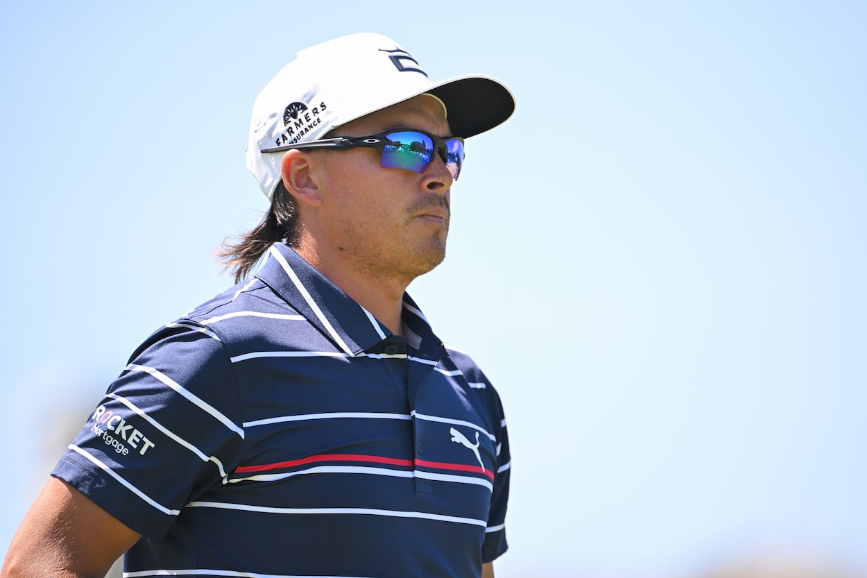 Rickie Fowler looks on during the Memorial Tournament.