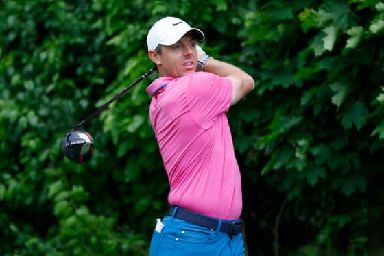 Rory McIlroy hits a drive.