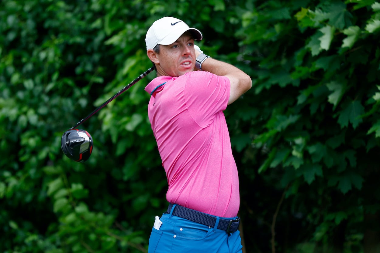 Rory McIlroy hits a drive.