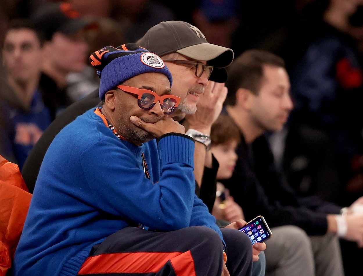 Spike Lee at a Knicks-Nuggets matchup in December 2021