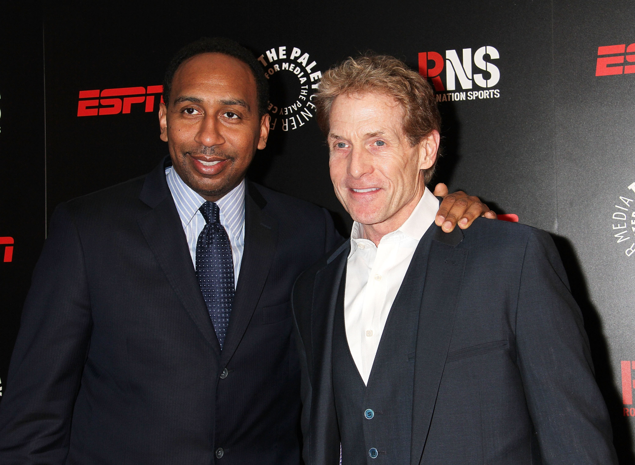 Sports commentators Stephen A. Smith and Skip Bayless in 2016.