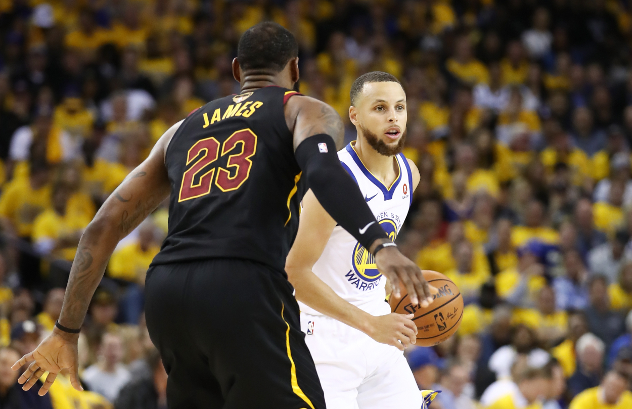 Golden State Warriors star Stephen Curry and Cleveland Cavaliers legend LeBron James.