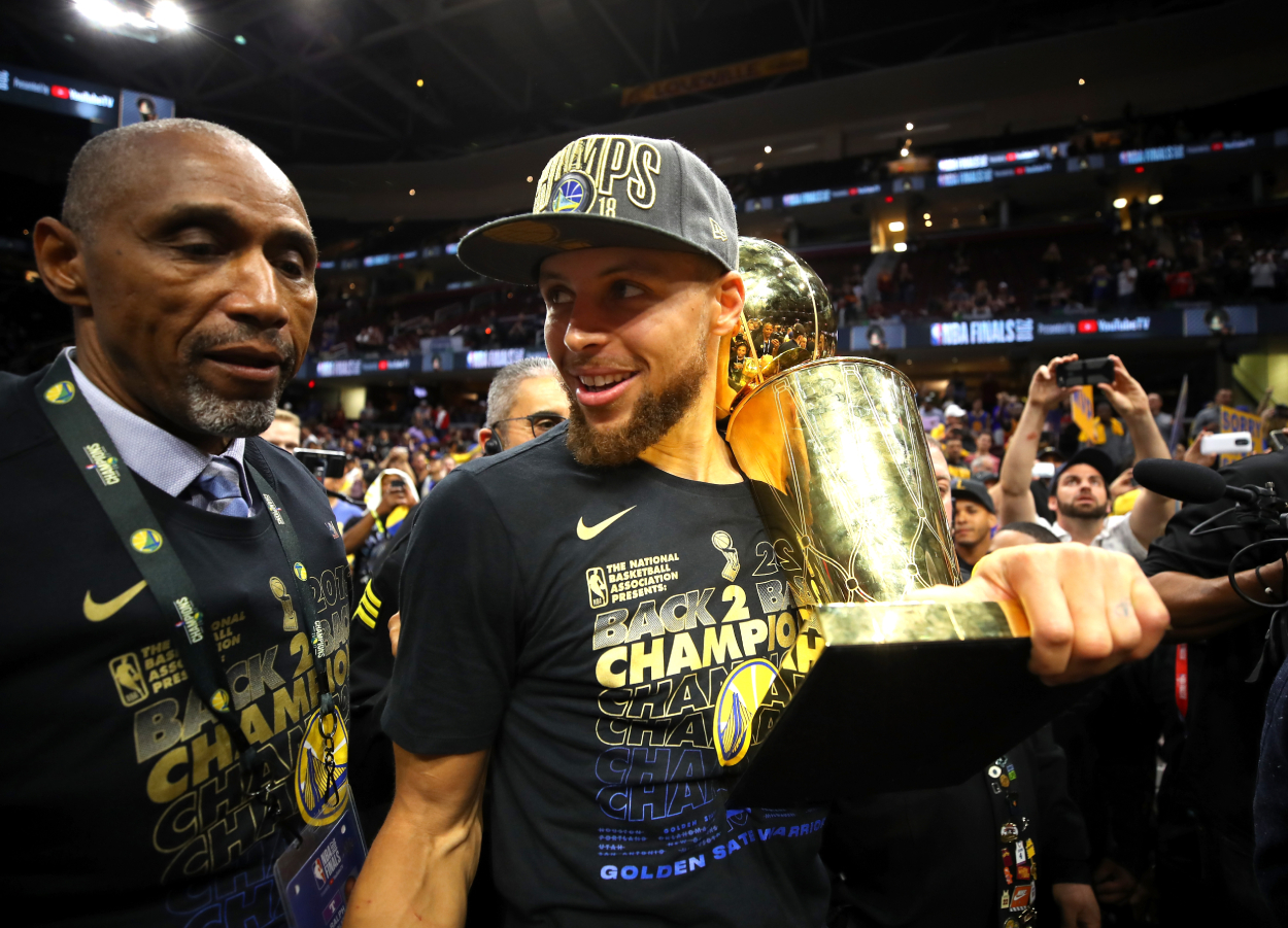 Stephen Curry, who has won multiple championships, after winning the 2018 NBA Finals.