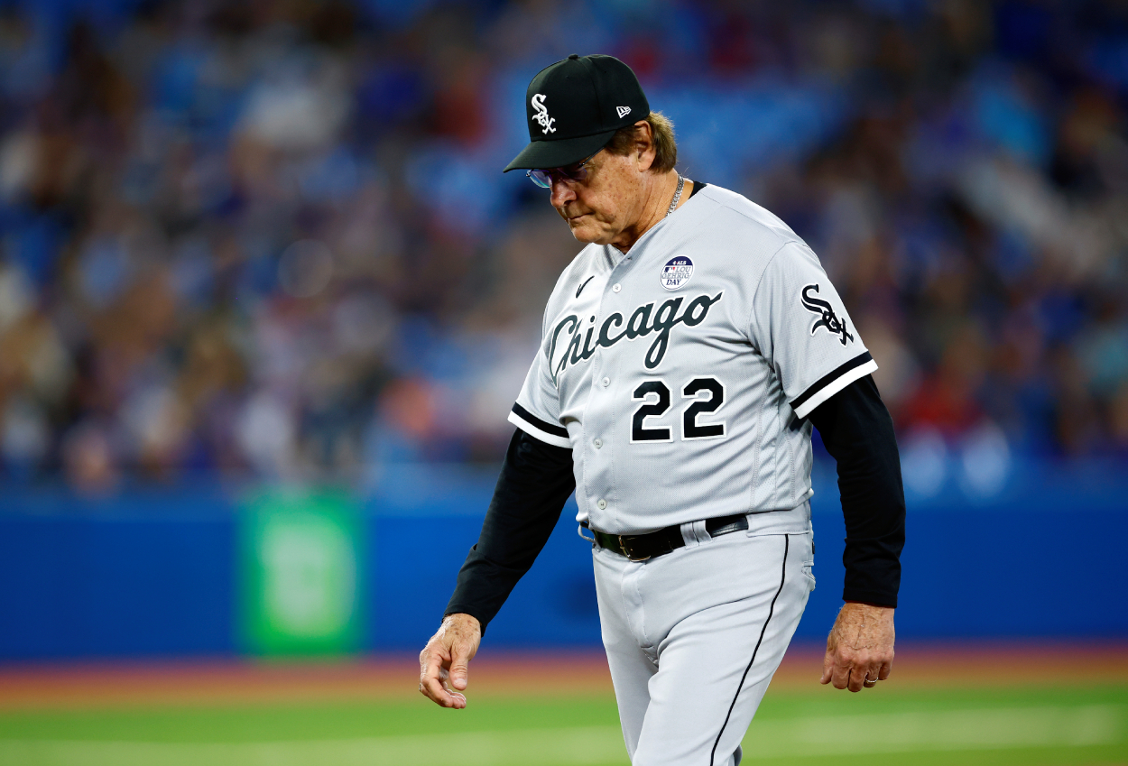 Manager Tony LaRussa of the Chicago White Sox walks back to the dugout.