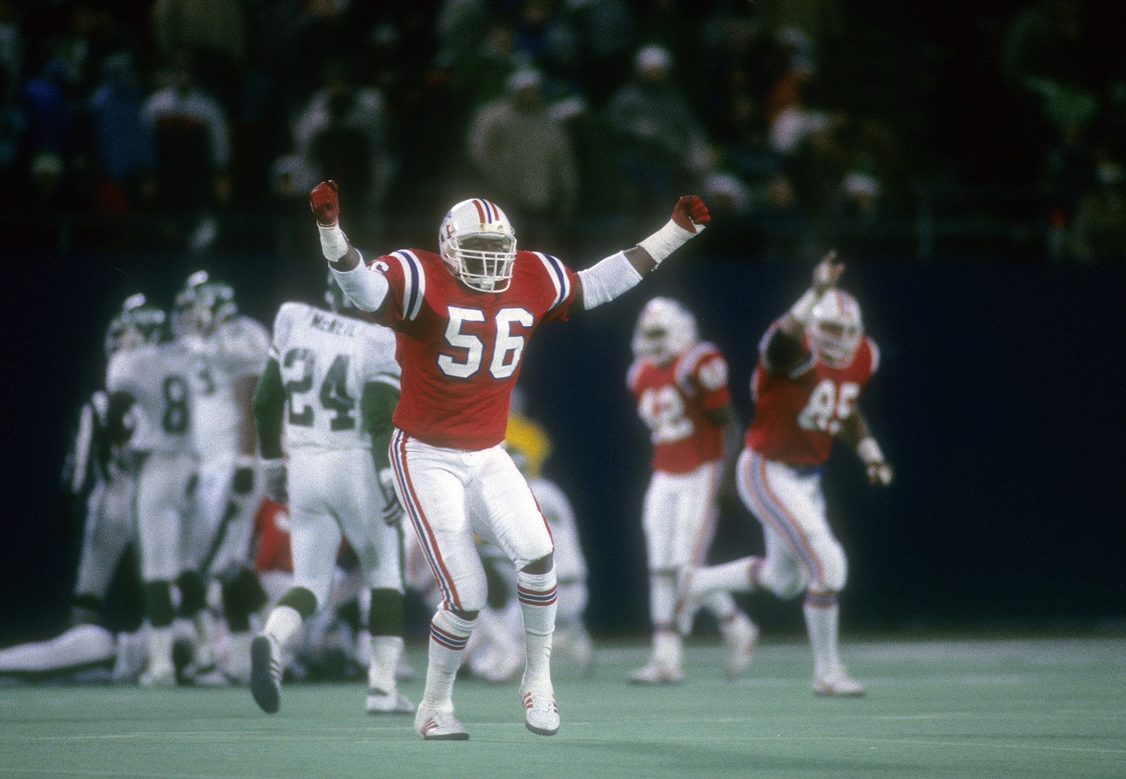 Andre Tippett during a Patriots-Jets matchup in December 1985