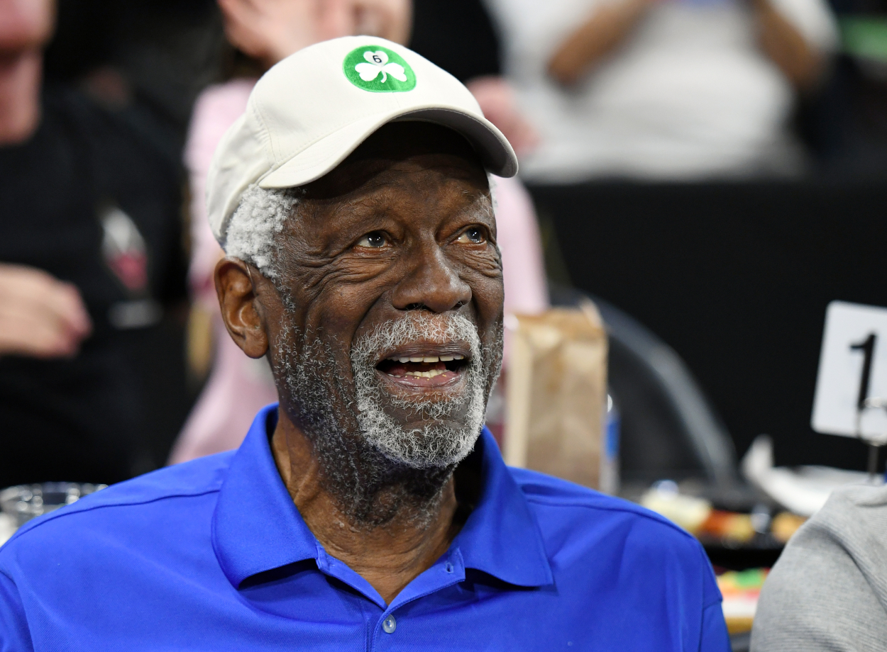 Basketball Hall of Fame member Bill Russell attends a game between the Minnesota Lynx and the Las Vegas Aces.