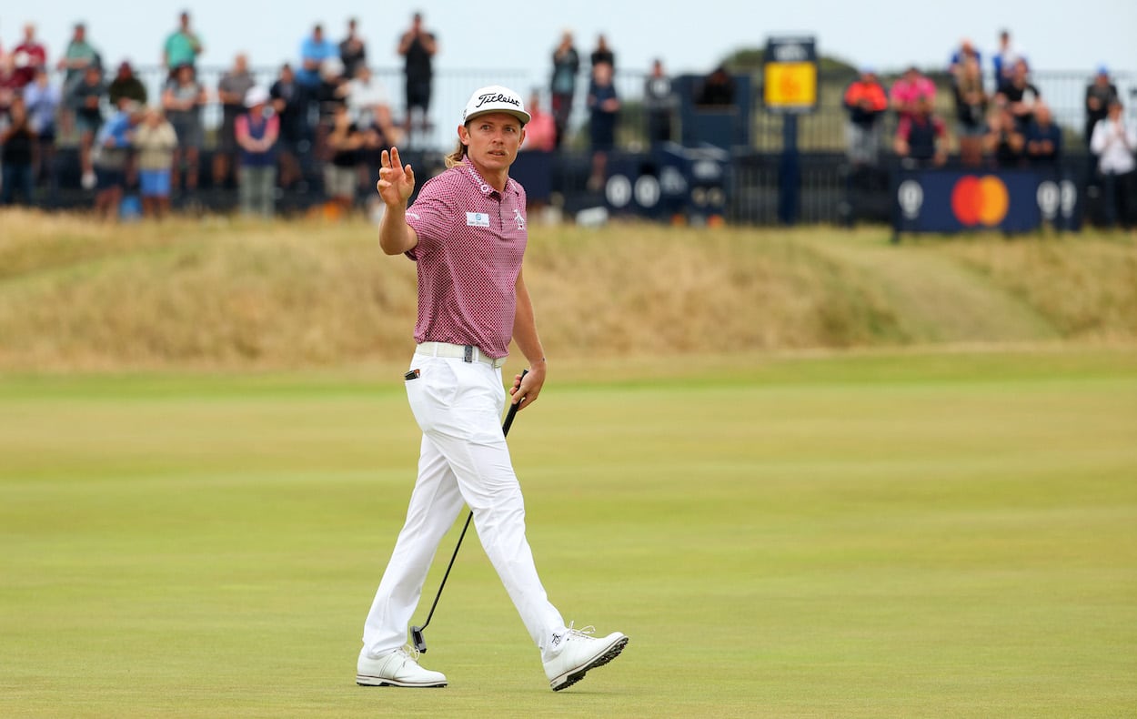 Cameron Smith waves to the crowd during the final round of the 150th Open.