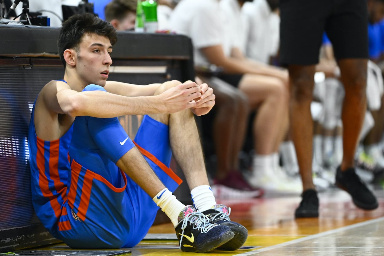 Chet Holmgren looks on during NBA Summer League.