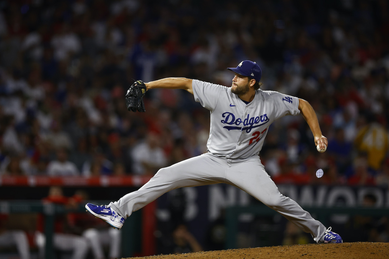 Clayton Kershaw throws a pitch.