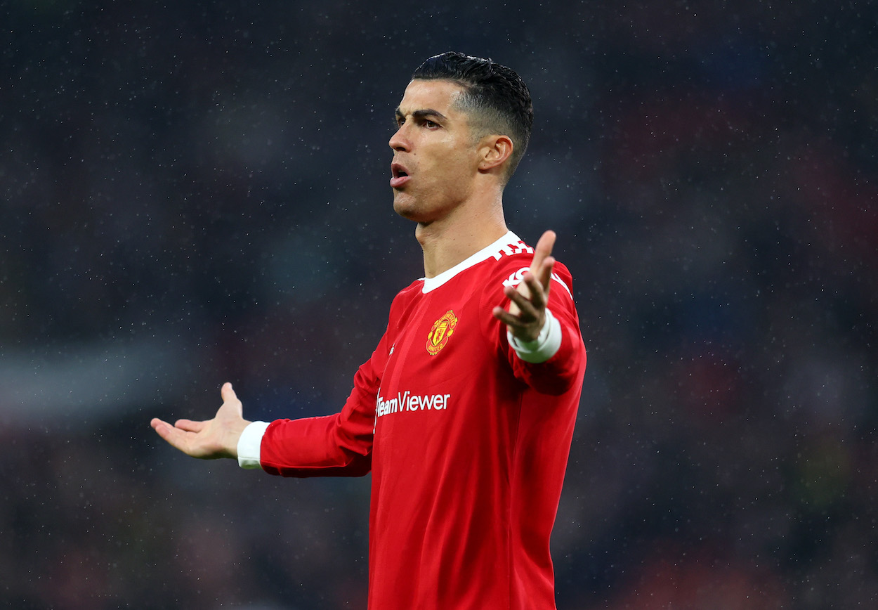 Cristiano Ronaldo of Manchester United reacts during the Premier League match in 2022.