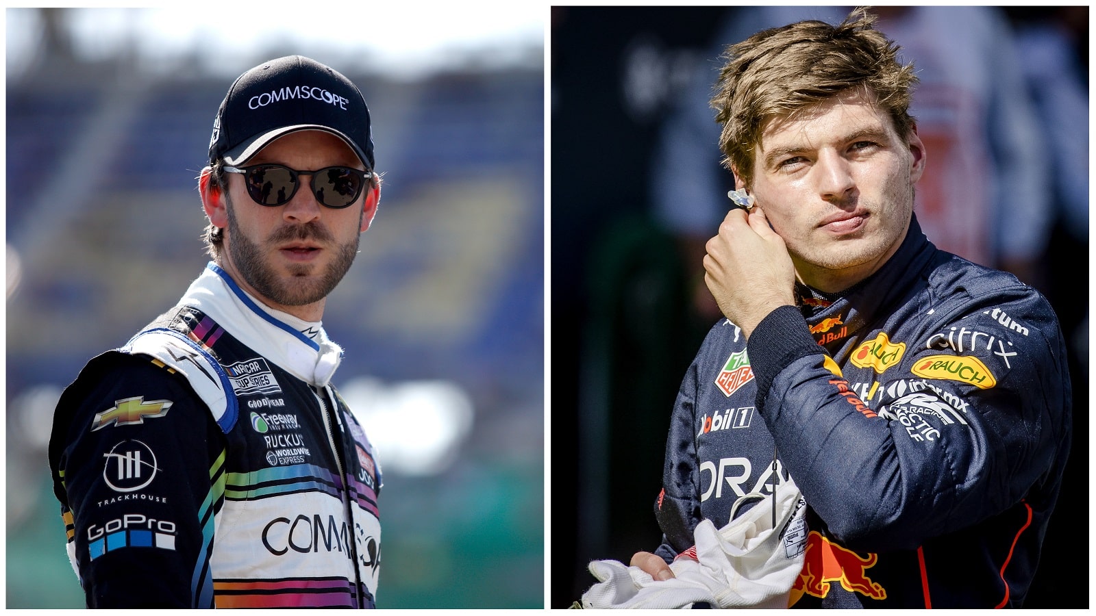 Drivers Daniel Suarez of NASCAR and Max Verstappen of Formula 1.