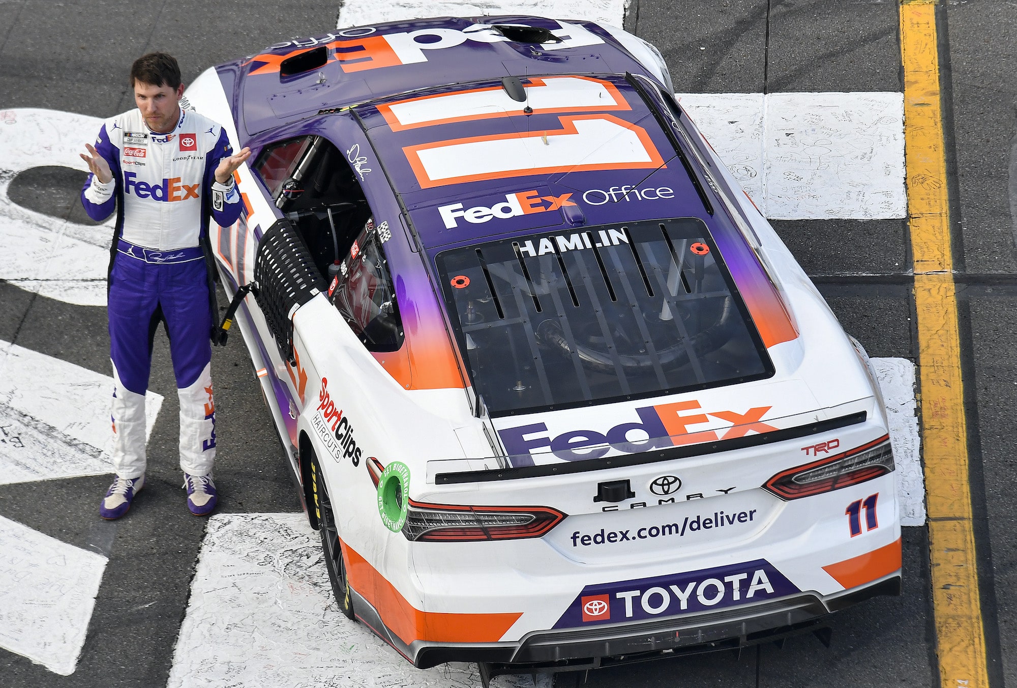 Denny Hamlin gestures