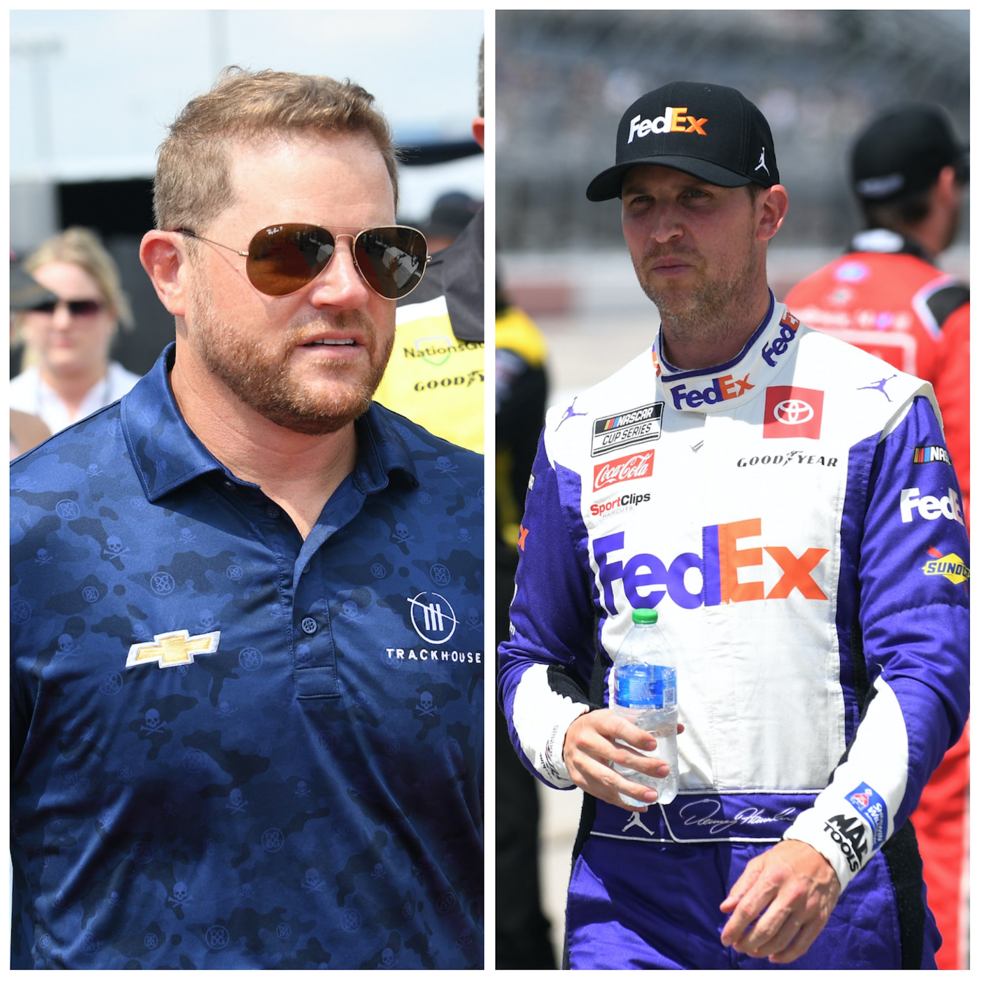 Denny Hamlin and Justin Marks before race