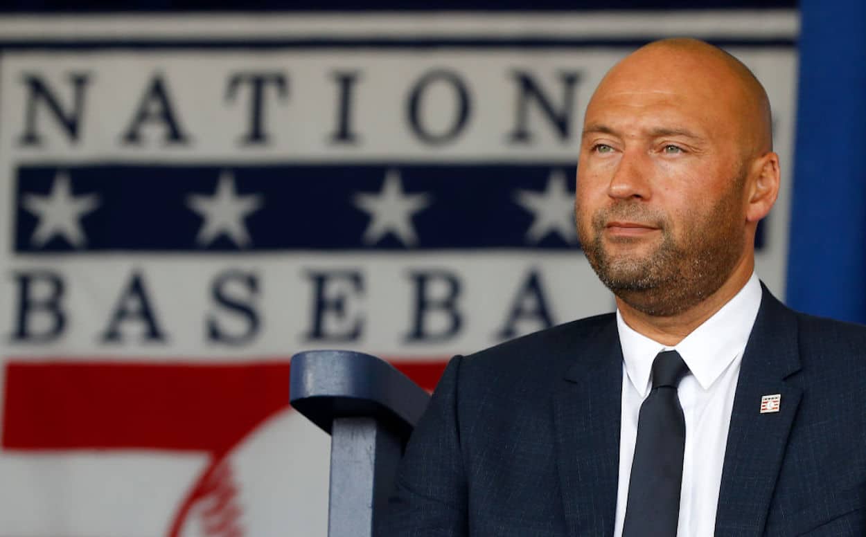 New York Yankees legend Derek Jeter during his Baseball Hall of Fame induction ceremony.