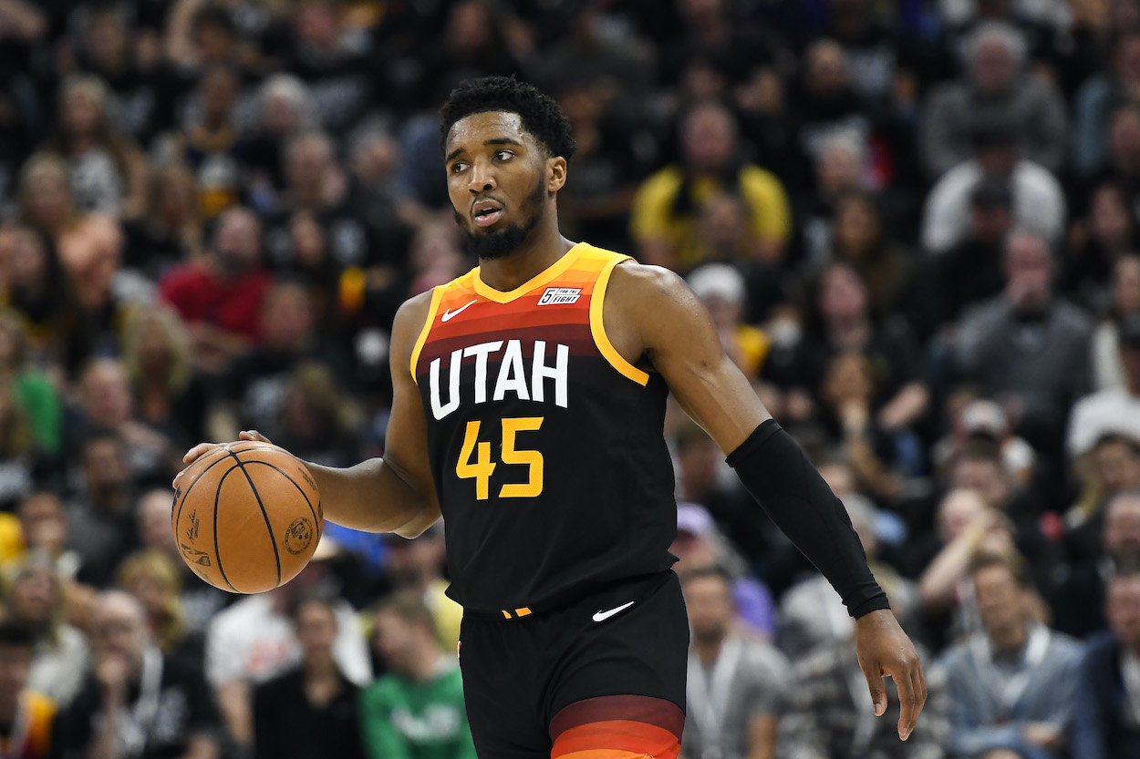 Donovan Mitchell of the Utah Jazz in action. Woj is reporting he's staying in Utah.