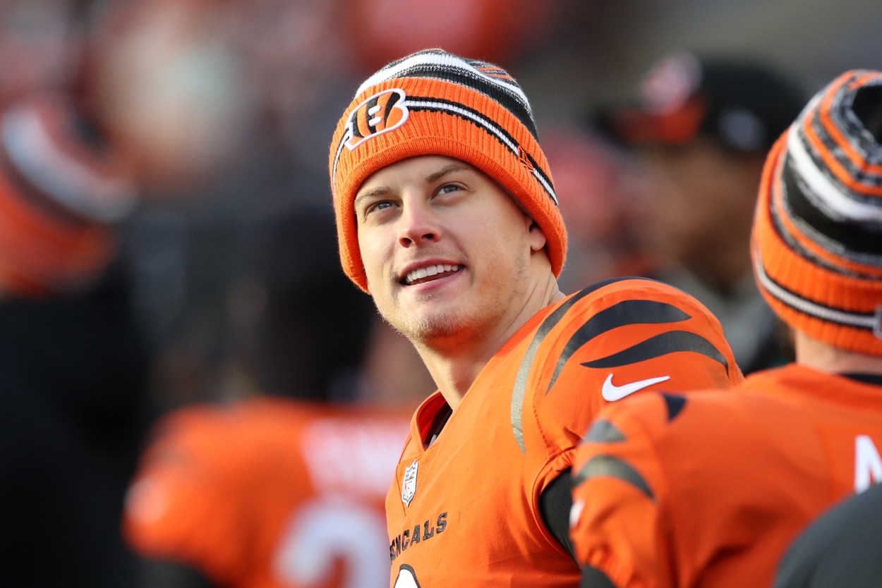 Cincinnati Bengals quarterback Joe Burrow during a game against an AFC North foe, the Pittsburgh Steelers, in 2021.