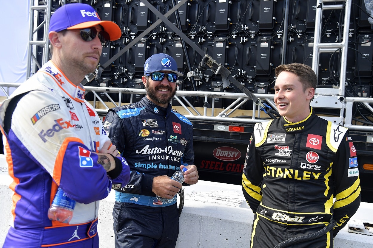 Joe Gibbs Racing drivers Denny Hamlin, Martin Truex Jr., and Christopher Bell