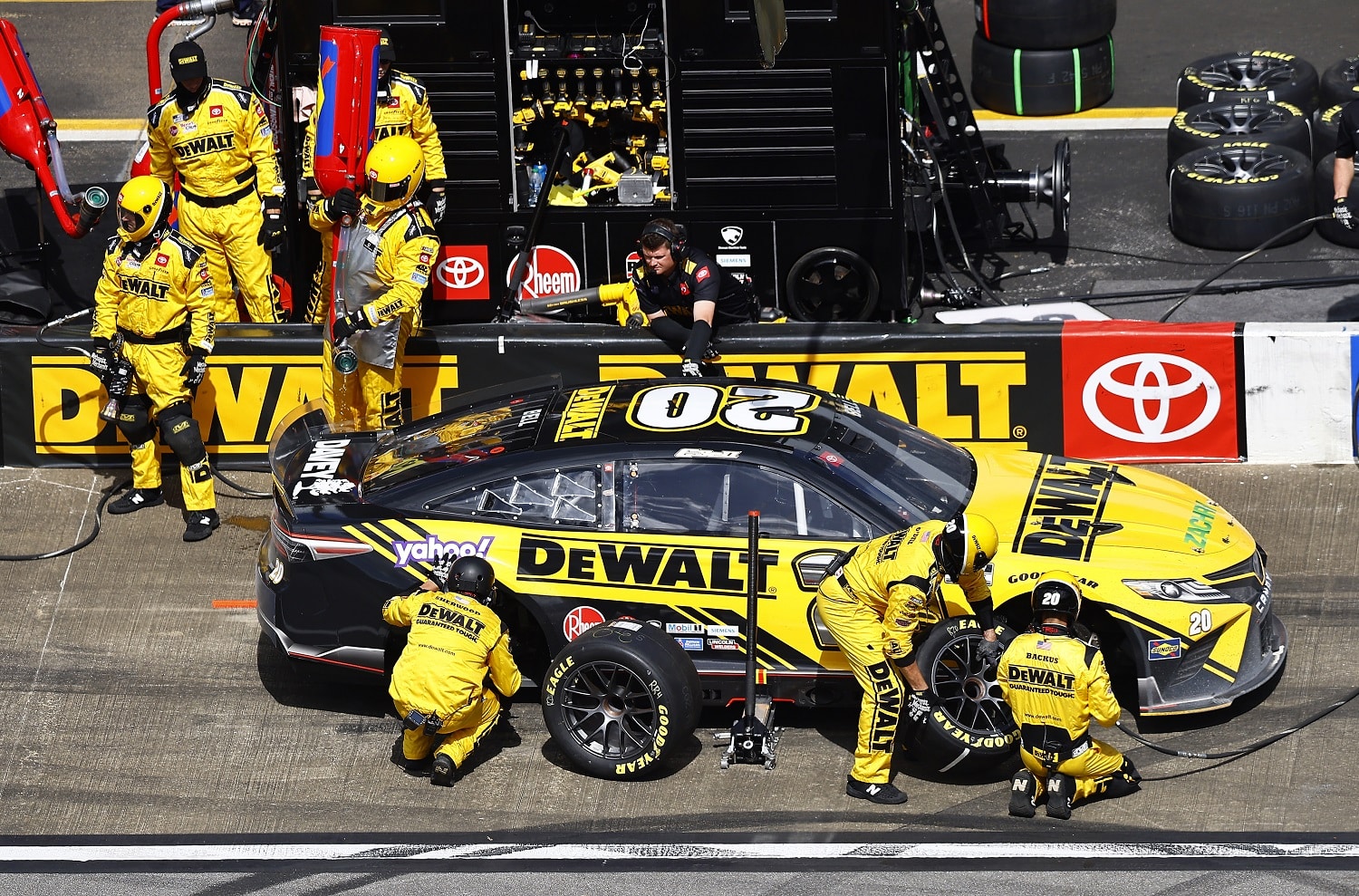 Christopher Bell pits during the NASCAR Cup Series GEICO 500 at Talladega Superspeedway on April 24, 2022.