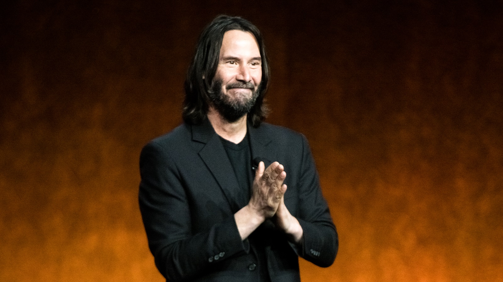 Actor Keanu Reeves presents the movie "John Wick: Chapter 4" during Lionsgate exclusive presentation at Caesars Palace during CinemaCon 2022.