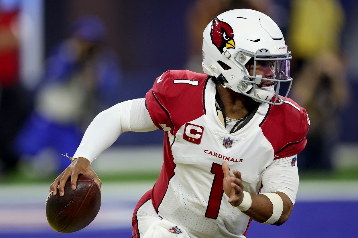 Kyler Murray during a Cardinals-Rams Wild Card matchup in January 2022