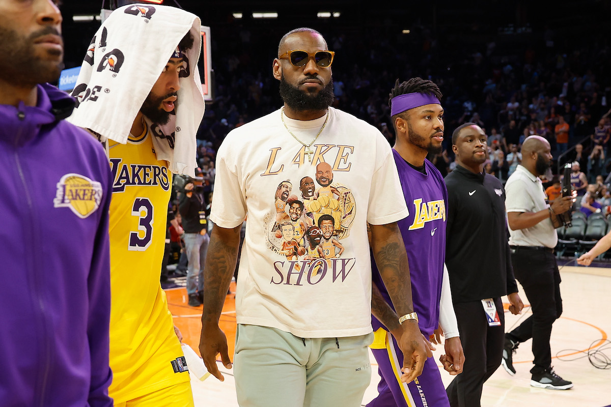 LeBron James of the Los Angeles Lakers walks off the court following a 2022 gam