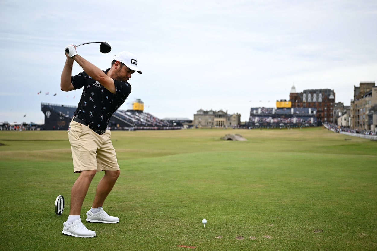 Louis Oosthuizen tees off prior to the 2022 Open Championship.