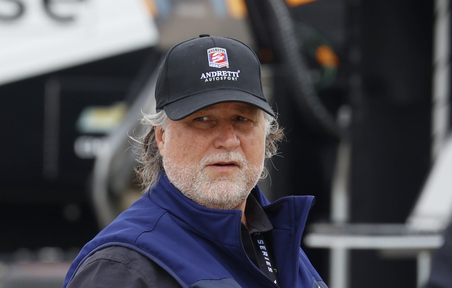 IndyCar series car owner Michael Andretti watches in the pits during qualifications on June 11, 2022 for the Sonsio Grand Prix at Road America in Elkhart Lake, Wisconsin.