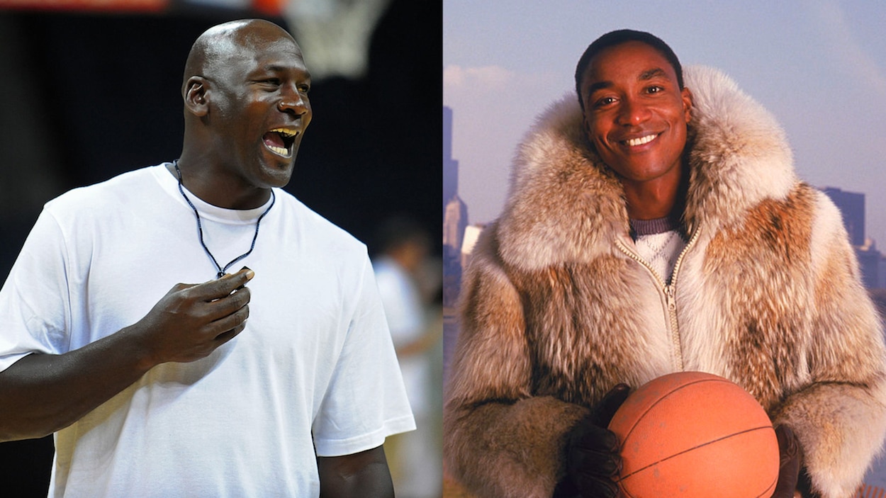 Michael Jordan (L) and Isiah Thomas (R)