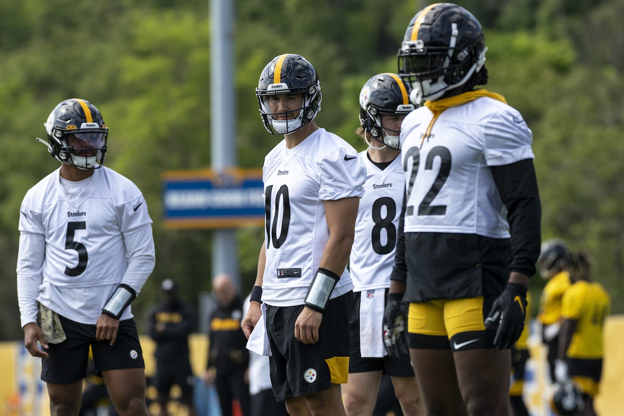 Quarterbacks Mitchell Trubisky (No. 10), running back Najee Harris (No. 22), quarterback Kenny Pickett (No. 8) headline the Pittsburgh Steelers training camp battles in 2022.