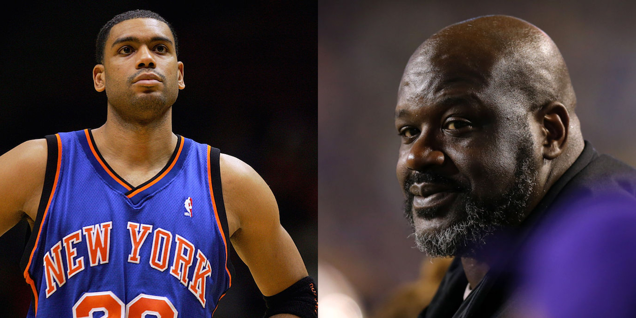 Allan Houston (L) and Shaquille O'Neal (R)